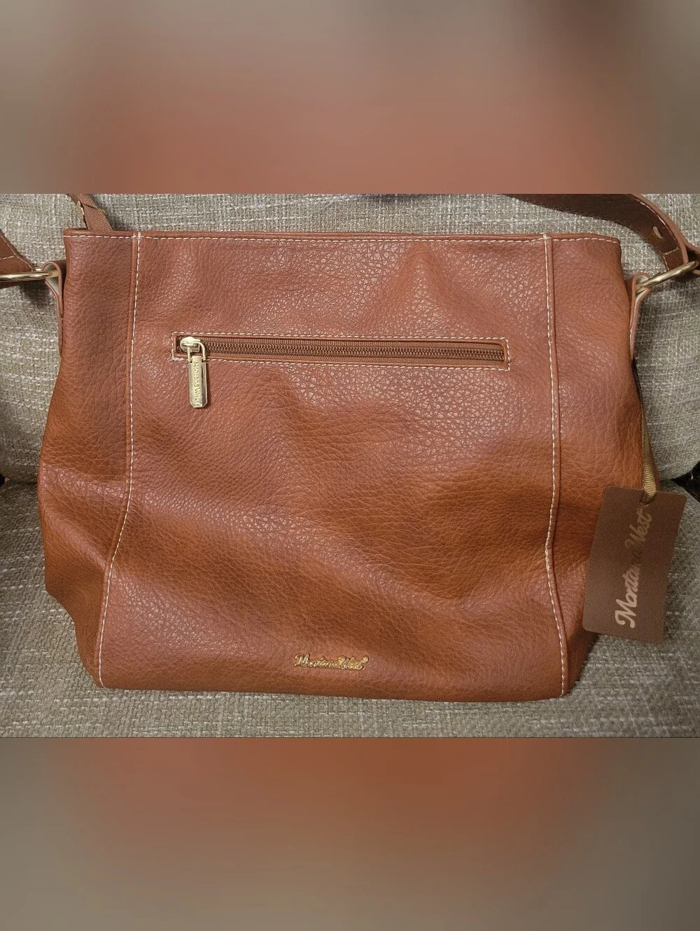 NWT Montana West Hobo Bag MWC-070BR Brown Vegan Leather Shoulder Crossbody Purse